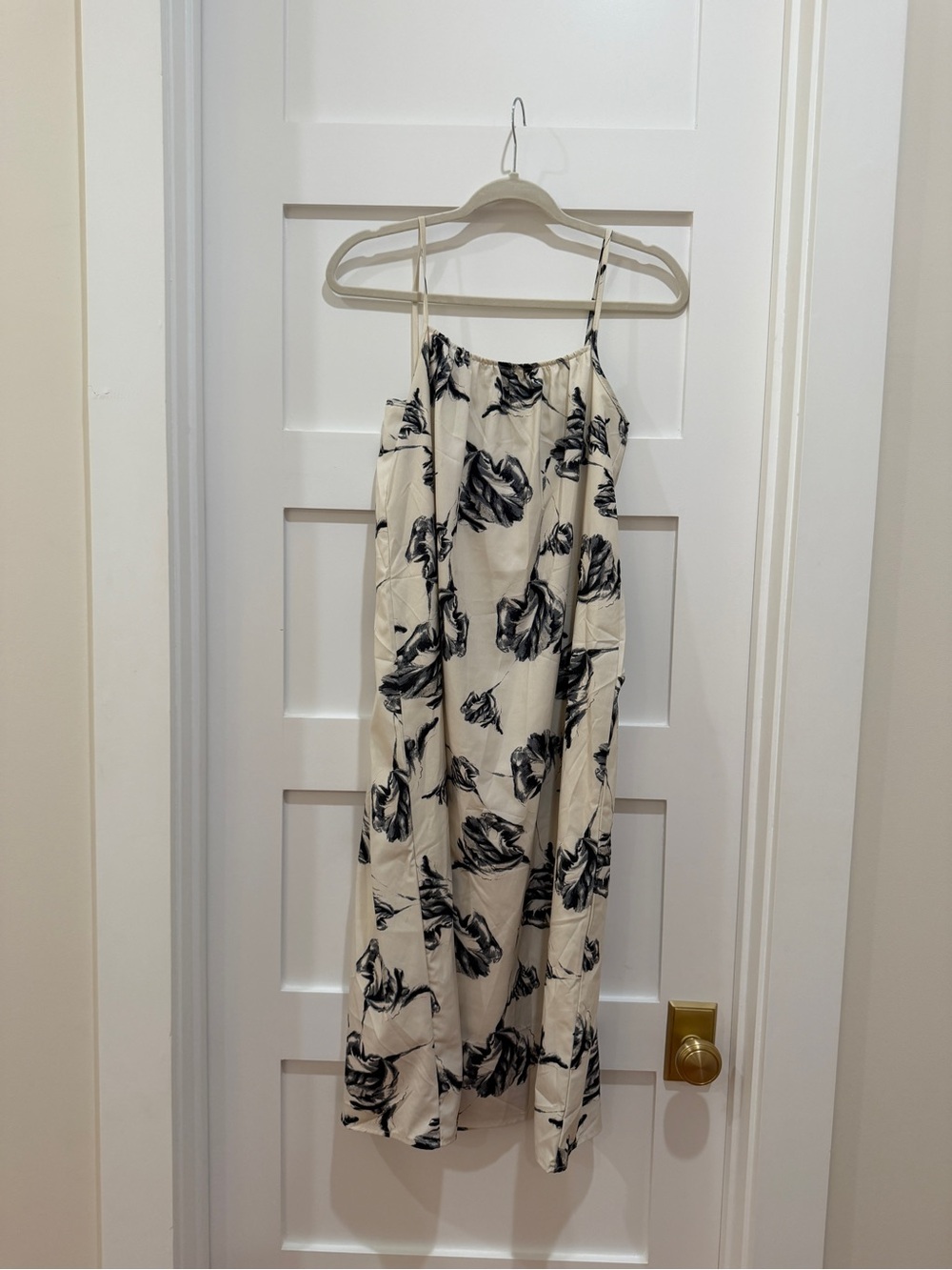 Cream Floral Midi Slip Dress